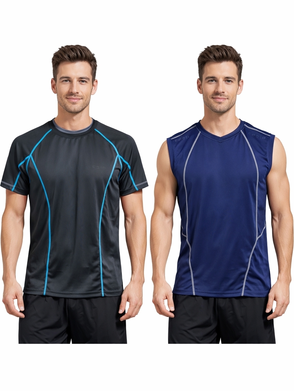 Tesla Lot 1 Black & 1 Blue Compression type Muscle Shirts Tops Size S